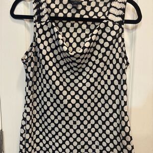 Banana Republic Black & White Polka Dot Pleated Shoulder Blouse PL